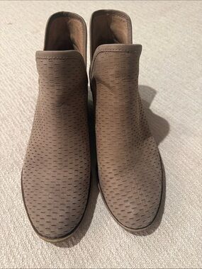 Lucky Brand Women's Perforated Taupe Ankle Booties